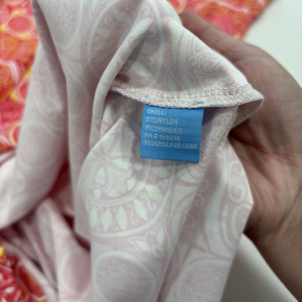 J.McLaughlin Dress Size Medium Sleeveless Sage Pink Medallion Boho Cruise Resort - Picture 6 of 7